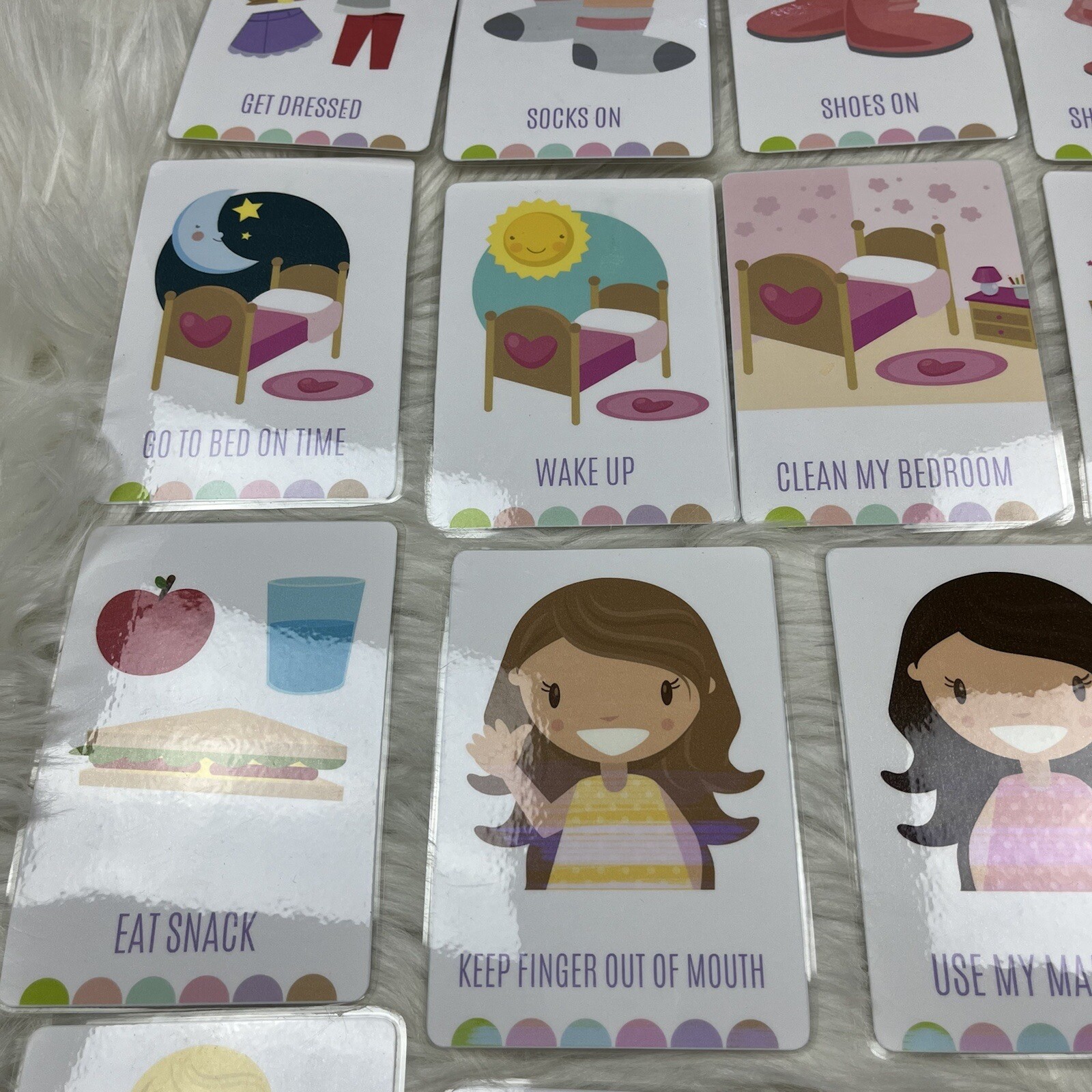 Lot of 29 Flash Cards Chores Laminated Homeschool Visual Picture Rounded Edges