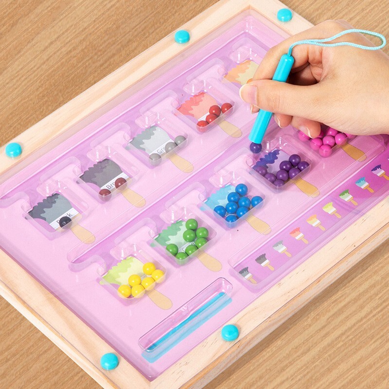 Montessori Toy For Toddlers Wooden Puzzle Magnet Board Counting & Color Sorting