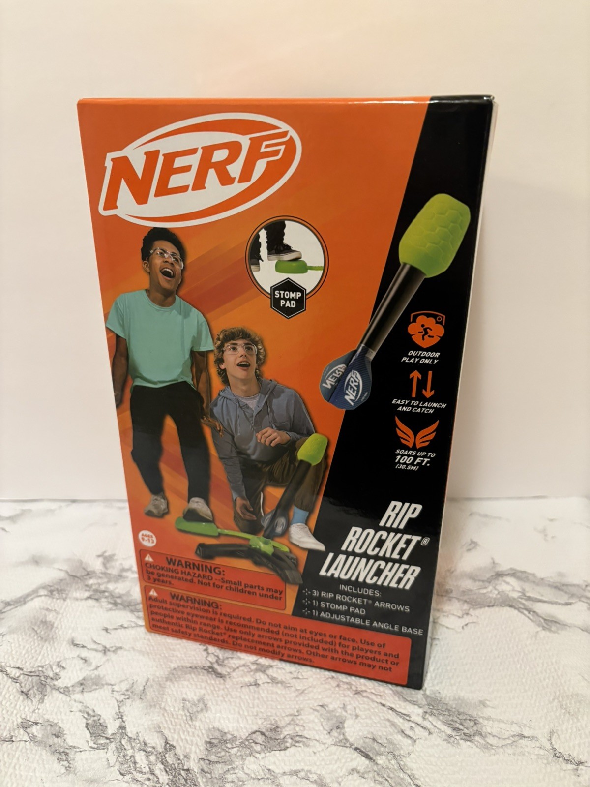 NERF Rip Rocket Launcher Hasbro Franklin Toy Sports 3 Rockets And Launch Pad NIB