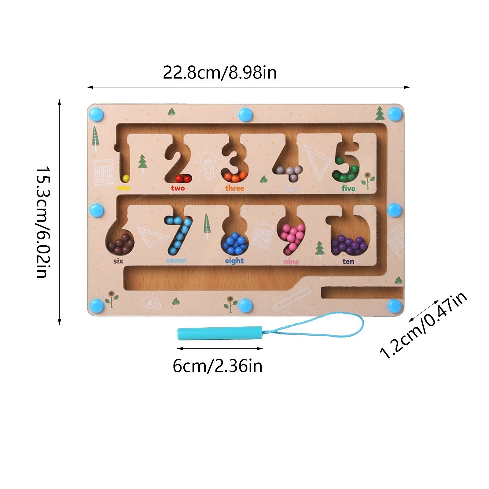 Wooden Magnetic Maze Board Game | Number Learning & Color Recognition Puzzle | H