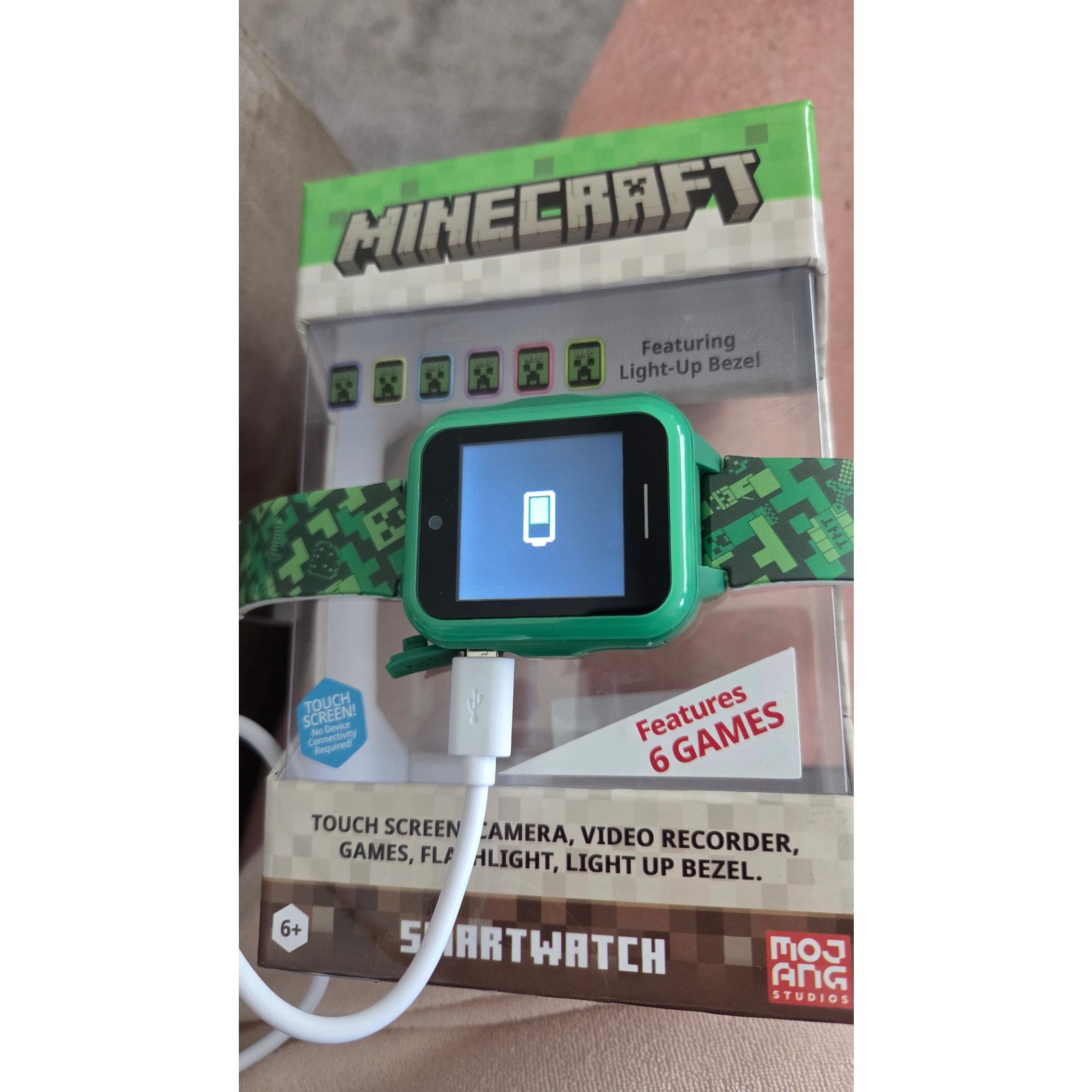 Minecraft Kids Smartwatch Touch screen Camera Video Games Alarm Calculator Green