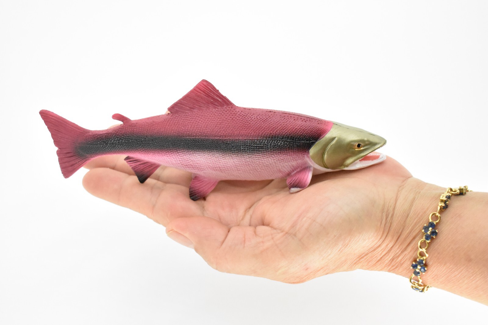 Salmon, King, Spawning, Fish, Figure Realistic Rubber Model, Hand Painted Toy