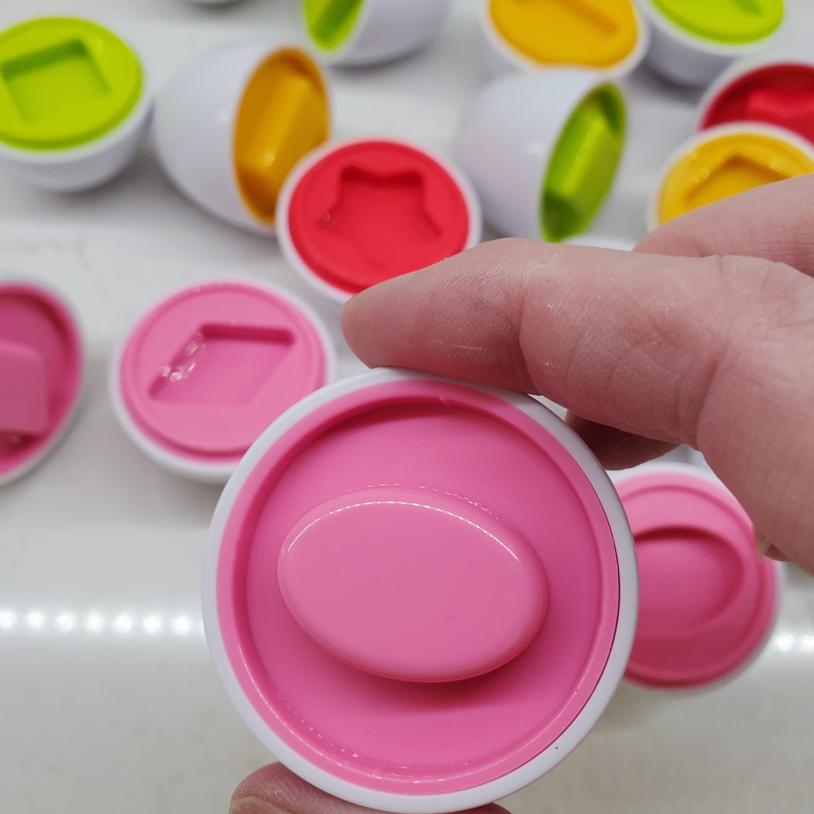 Matching Shapes Game 12 Plastic Eggs – Shapes & Color Sorter Educational Play