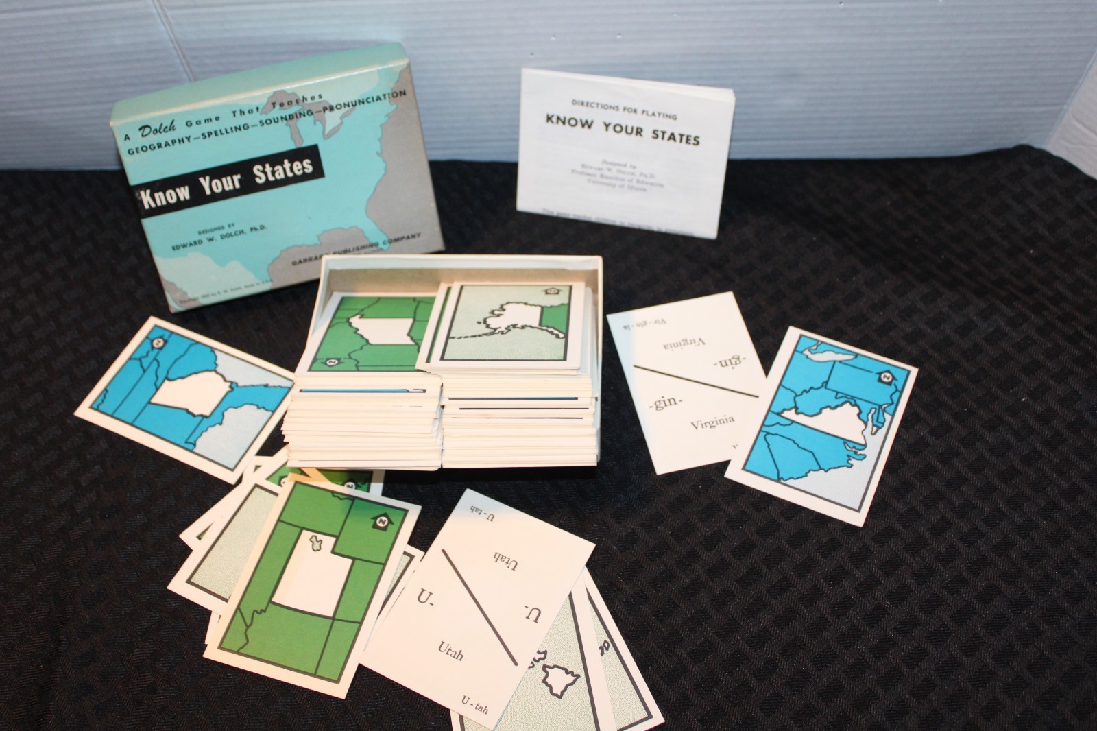 Vintage Dolch® Flash Cards: KNOW YOUR STATES: Game Teaches Geography Spelling…