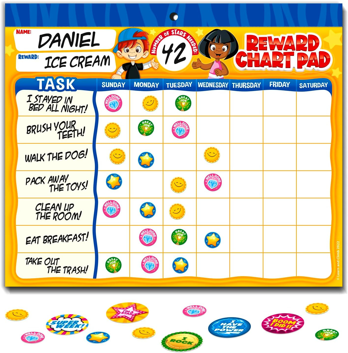 Behavior Reward Chart Pad with 26 Chore Charts and 2800 Stickers for Kids