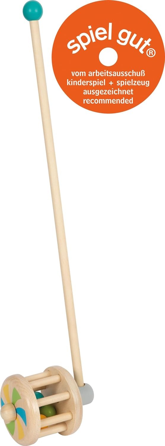 small foot Push-Along Rattle, Made of Wood, Walking aid for Young Children, Ages