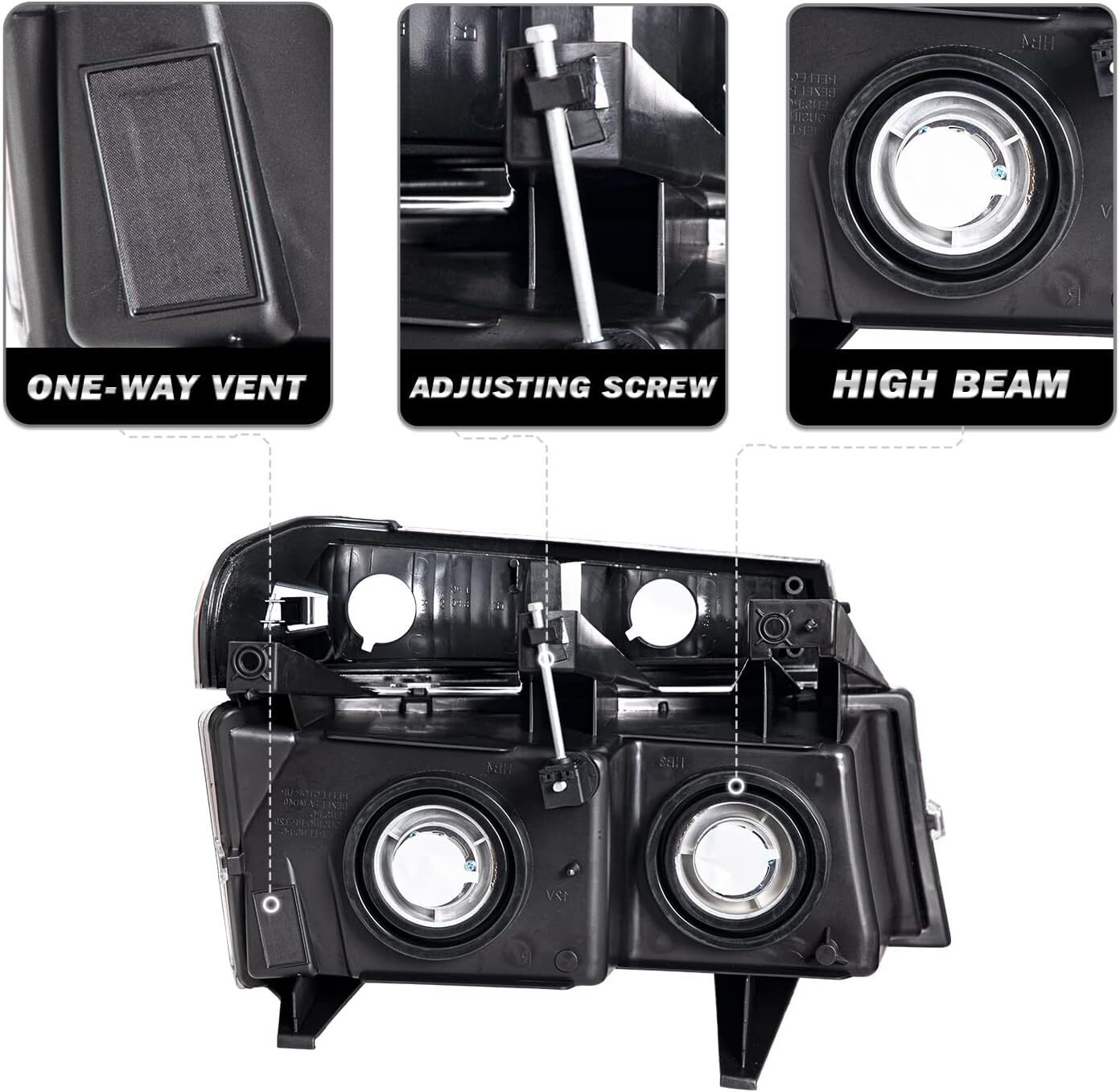 04-12 Chevy Colorado GMC Canyon Headlight Assembly 4pcs Black Housing Amber