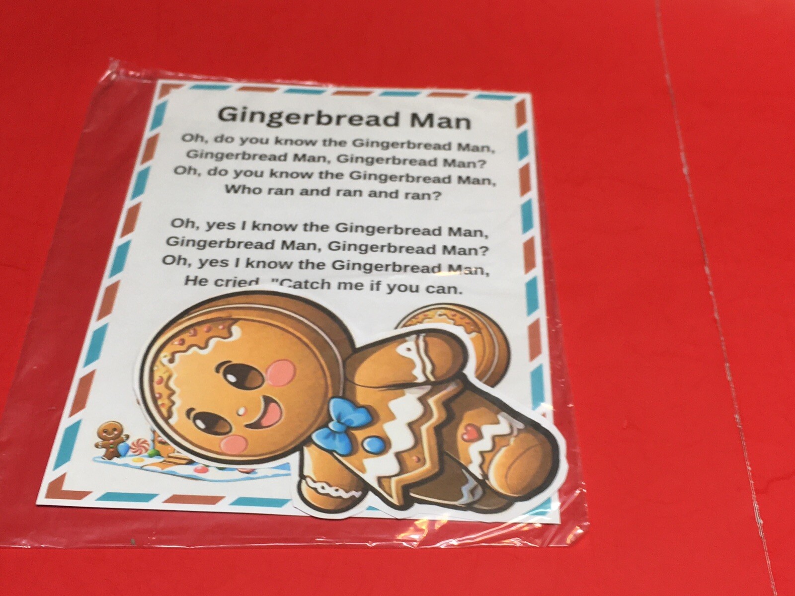 GINGERBREAD MAN – FLANNEL FELT BOARD LAMINATED STORY and PIECES