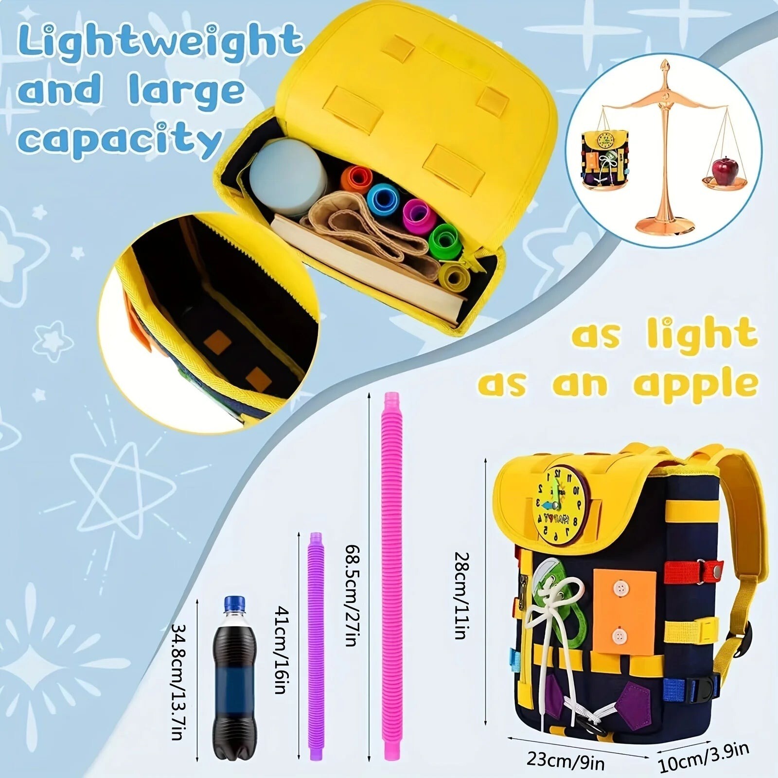 Montessori Busy Board Toddler Backpack: Sensory Toys for Motor Skills