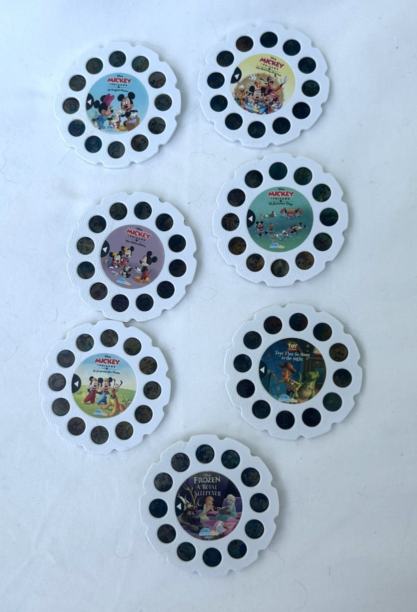 7 Moonlite Story Reels Mickey Toy Story Frozen Toy Storybook Projector EUC