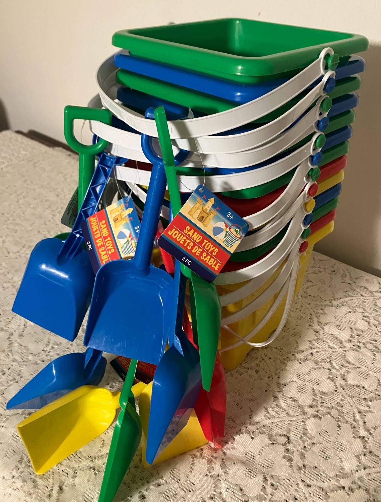 Lot of 13 pc. Plastic Sand Buckets & Shovels Ages 3+ 6″x6″ New W/ Tags