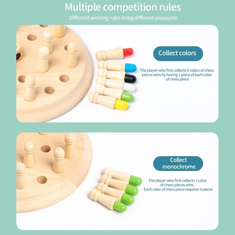 Wooden Memory Match Stick Chess Color Game Board Puzzle Kids Educational New Toy