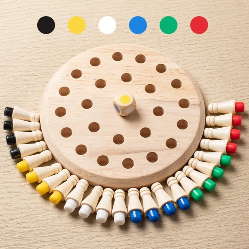 Wooden Memory Match Stick Chess Color Game Board Puzzle Kids Educational New Toy