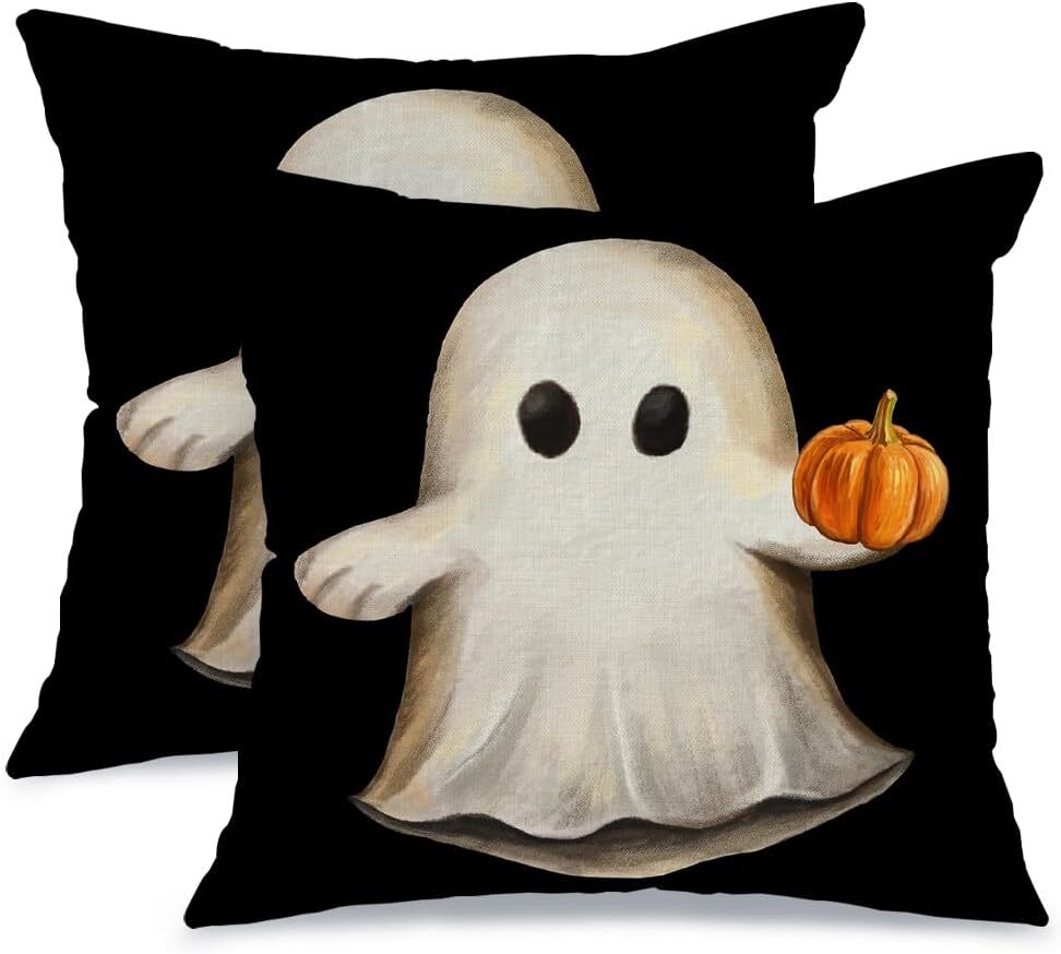 AACORS Halloween Pillow Covers 18X18 Set of 2,Ghost Pumpkin Decoration Holiday