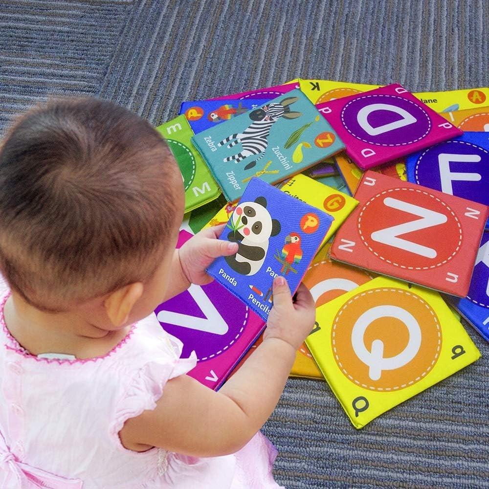 Non-Toxic Fabric Alphabet Cards for Babies – Interactive Learning Set of 26