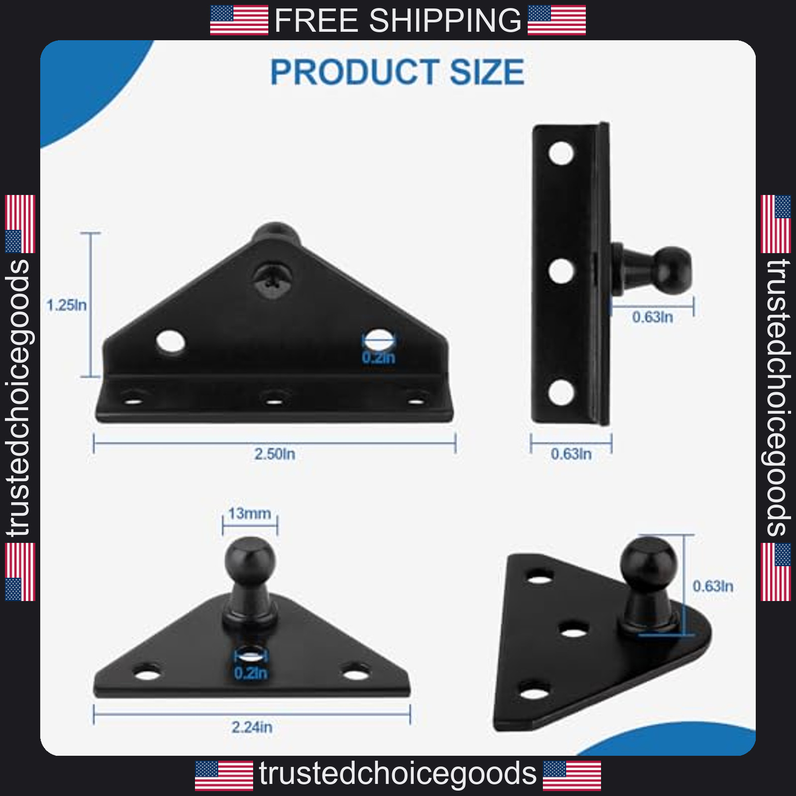 4pcs 10mm ball stud brackets for gas struts lift supports shocks spring prop