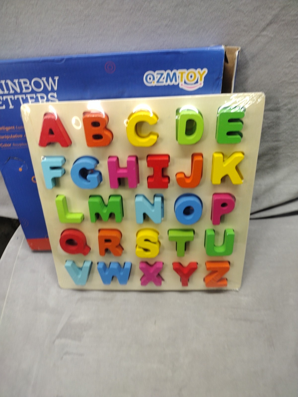 Wooden Alphabet Puzzle – ABC Letters Sorting Board Blocks Montessori Mat