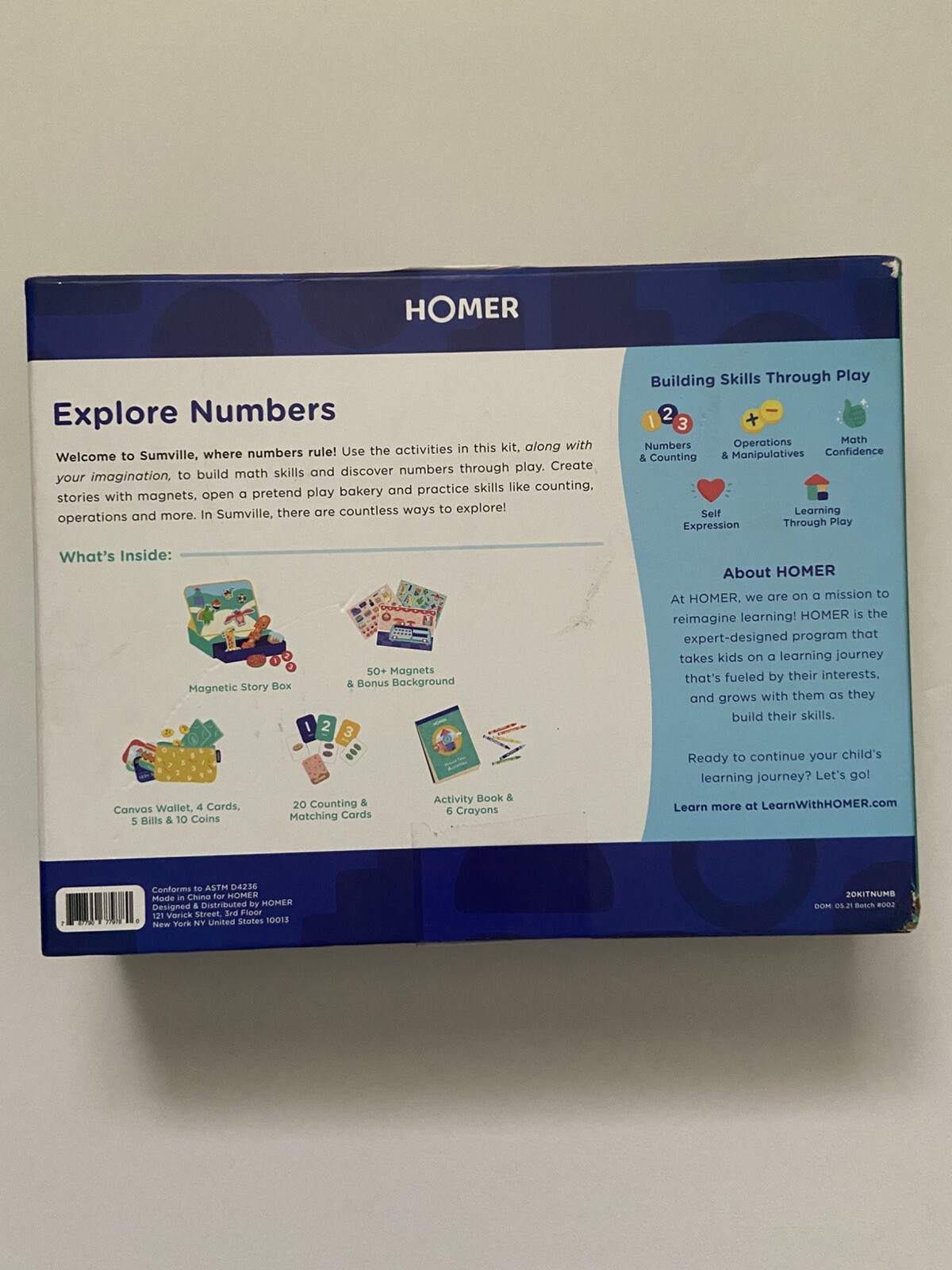 HOMER Explore Numbers Building Skills Through Play – Ages 3+ NEW
