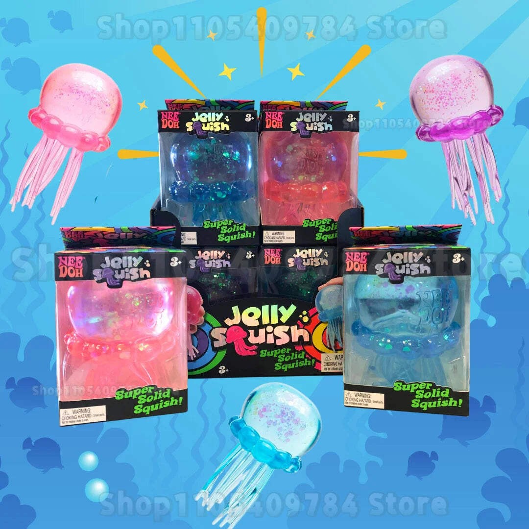 Jellyfish & Cube Squishy Stress Relief Toy Soft Sensory Fidget Squeeze