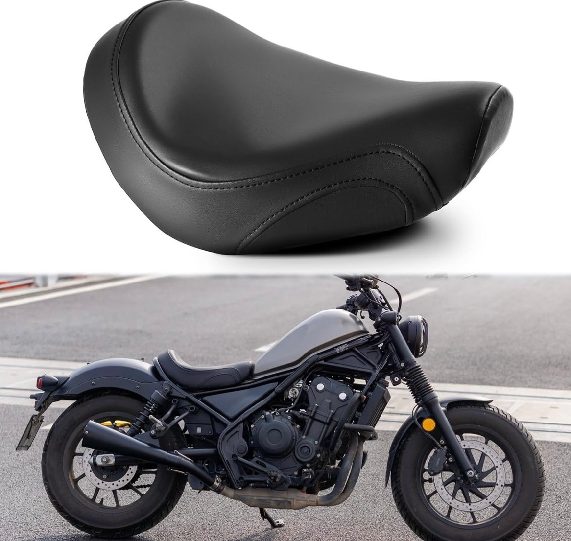Motorcycle Solo Seat -For Rebel 300/500 2017-2025, Front Rider, Silicone Cushion