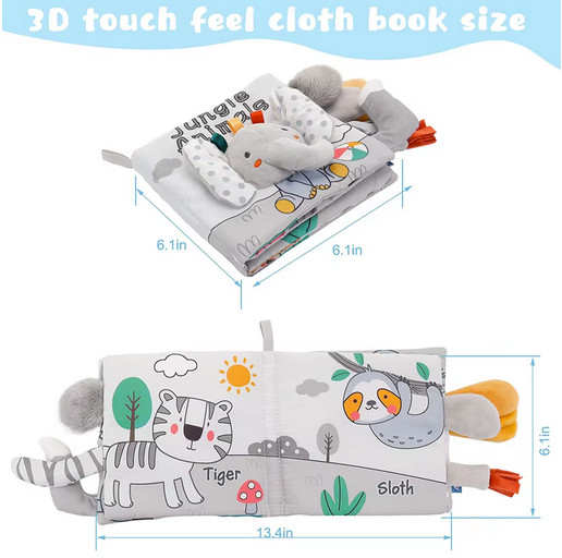 Soft Baby Books 3D Touch Feel High Contrast Cloth Book Sensory Early Learning