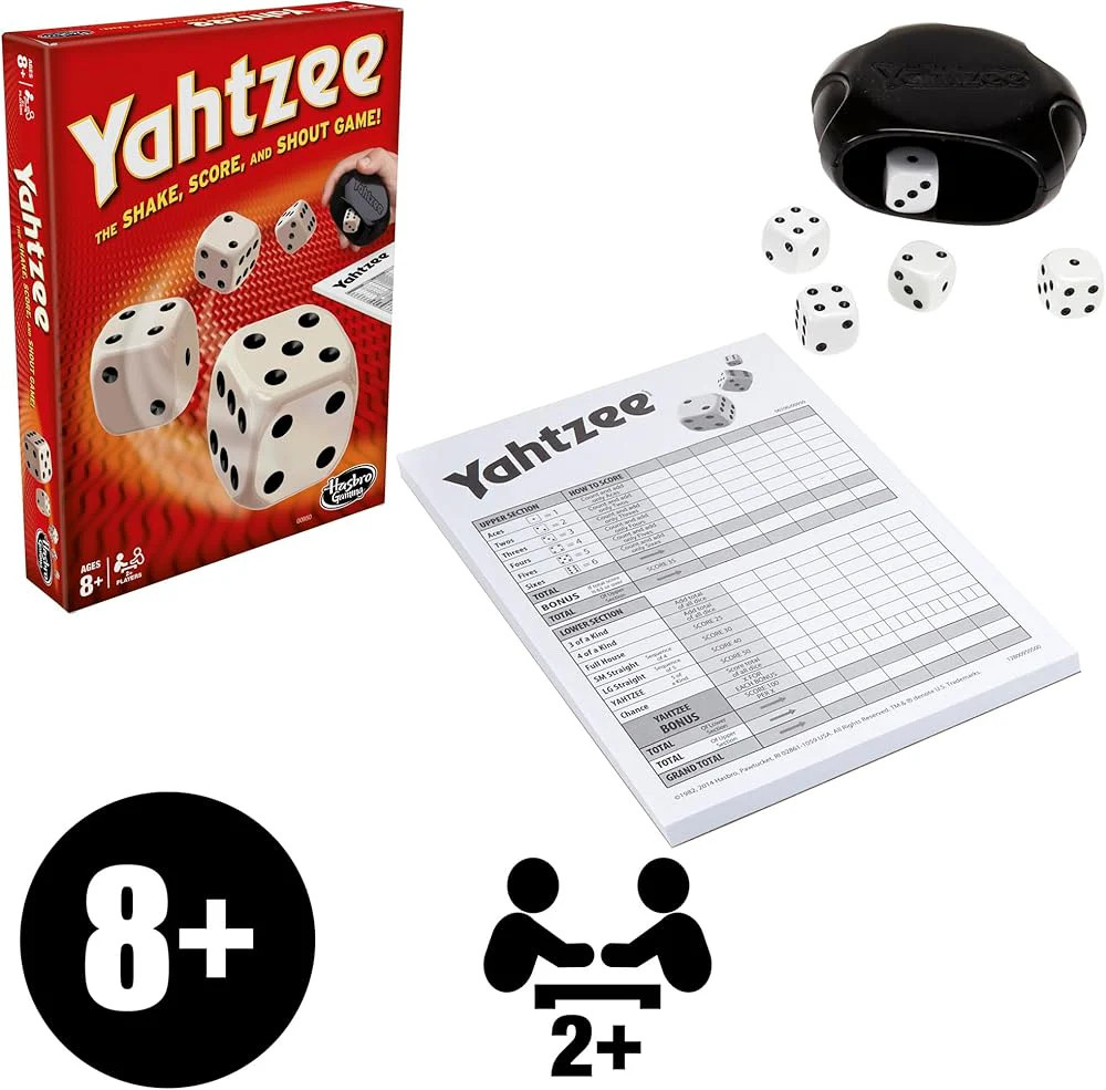 Hasbro Gaming Yahtzee Dice Game – Fast-Paced Family Strategy Game, Ages 8+,