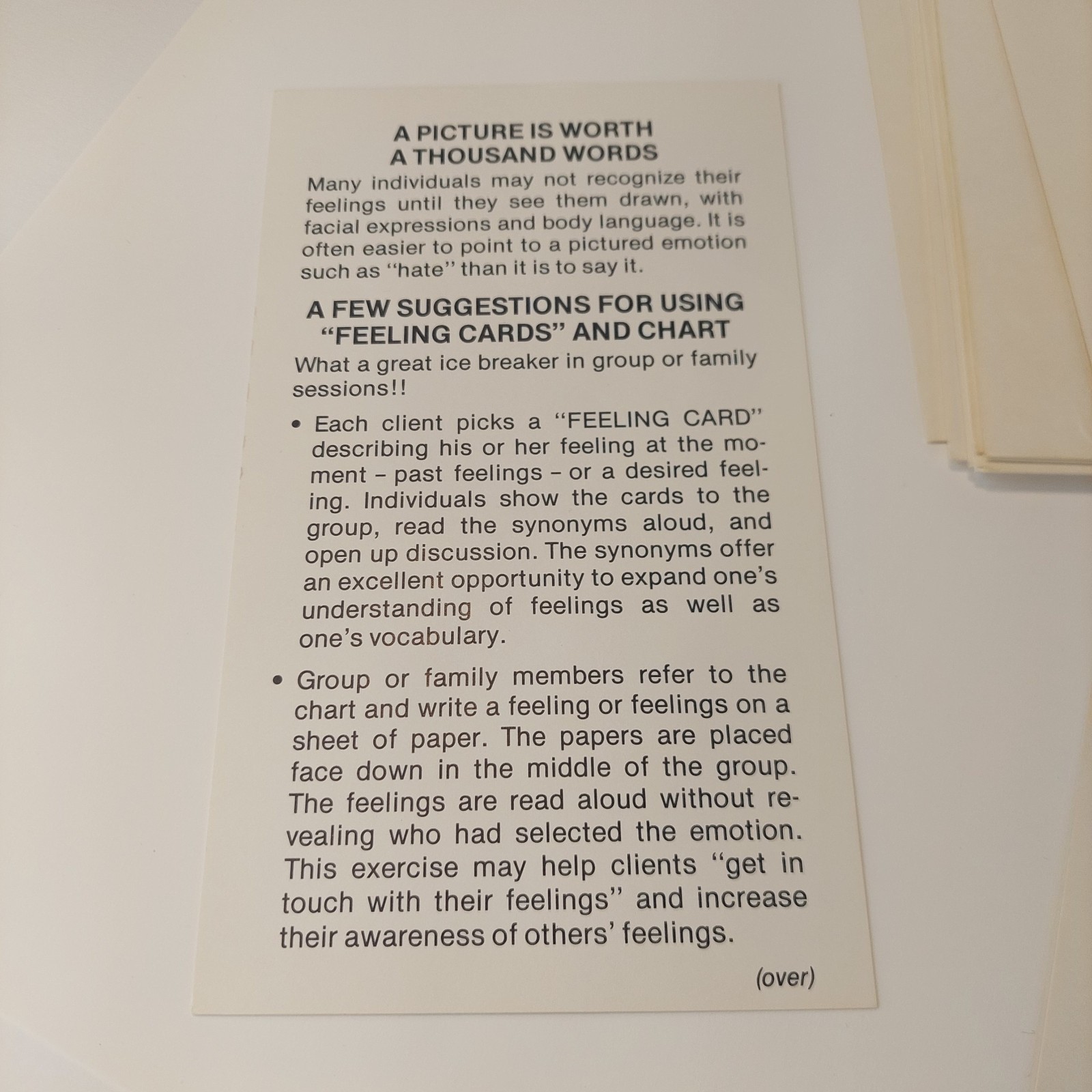 “Feeling Cards” 1989 McDonnell Card Set Therapy Kidsrights Counseling Flash Card