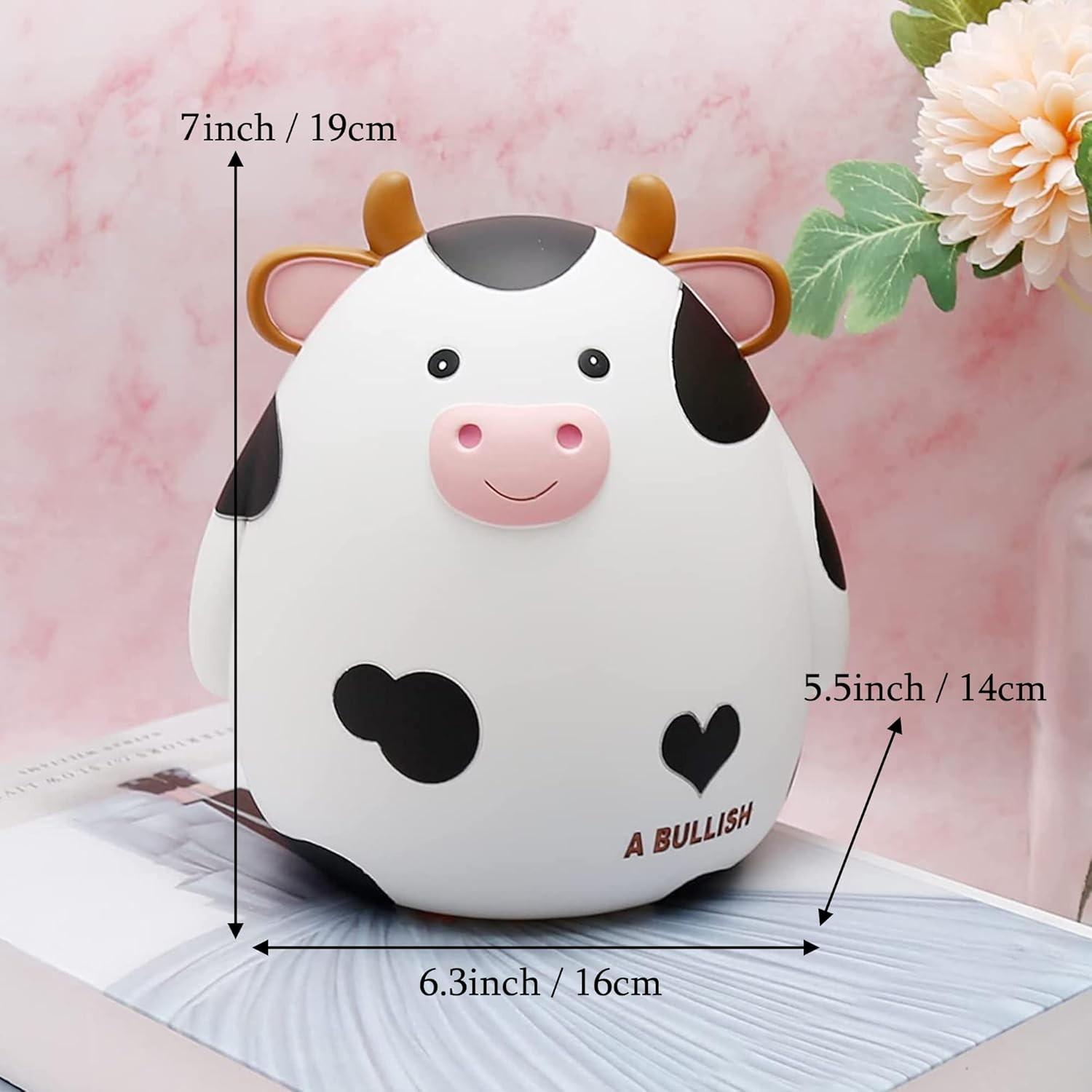Cow Piggy Bank Unbreakable Coin Box for Kids, Cute Animal Money Bank