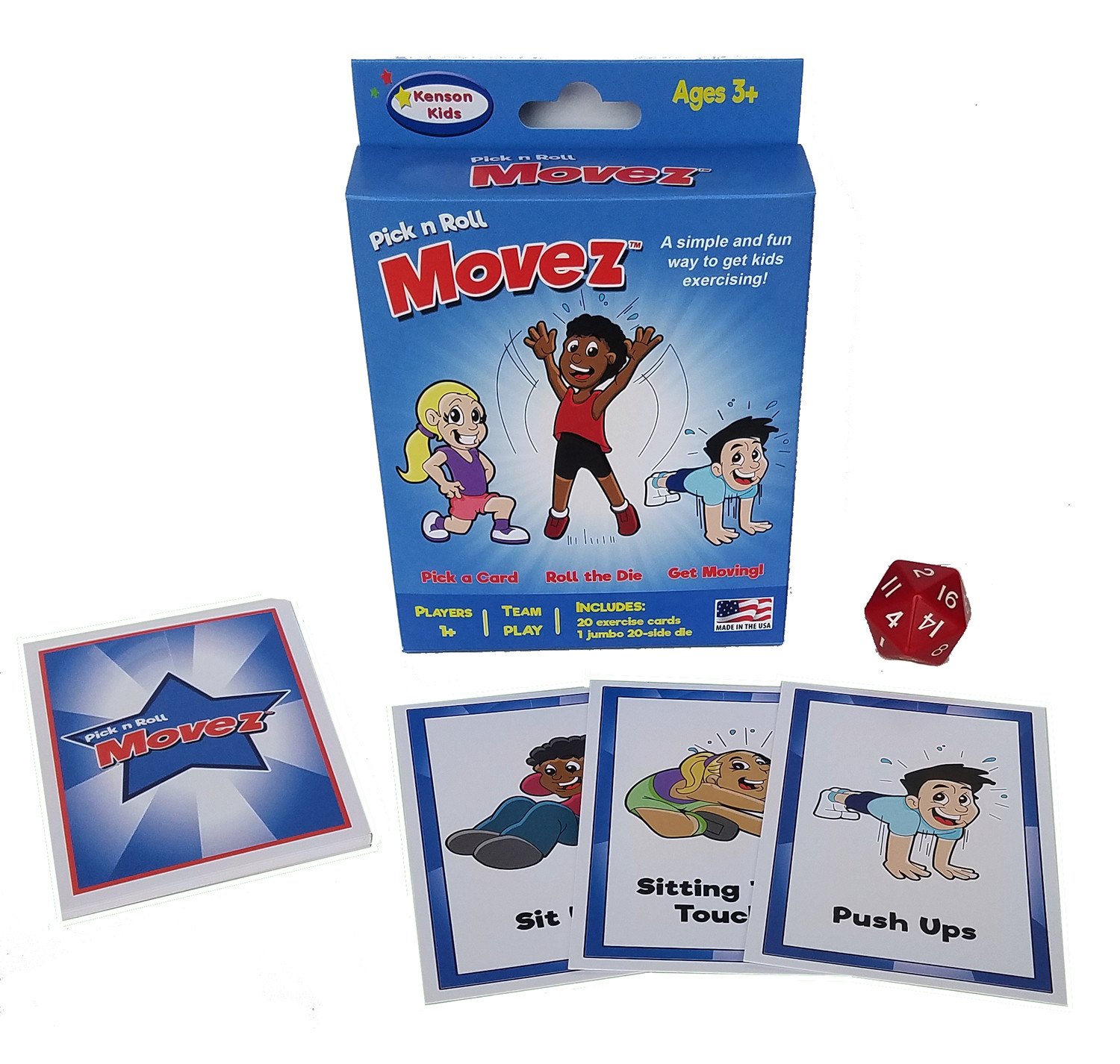 Pick n Roll Movez® Simple Card and Die game to get kids to Exercise!