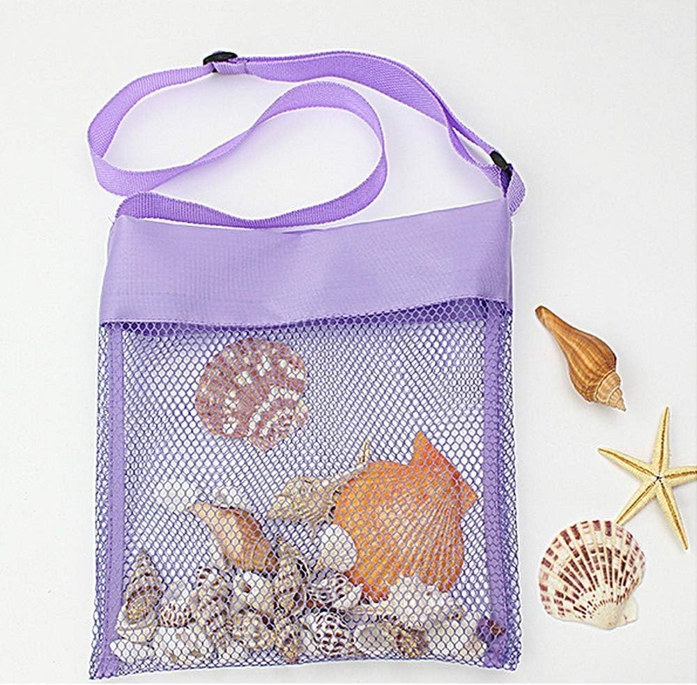 EMAXELER Colorful Mesh Beach Bags Breathable Sea Shell 5-pack