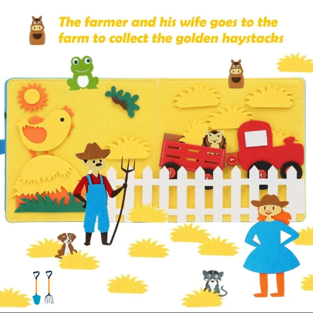 Busy Board Farm Animal Storytelling Activity Quiet Book Montessori Sensory Toy