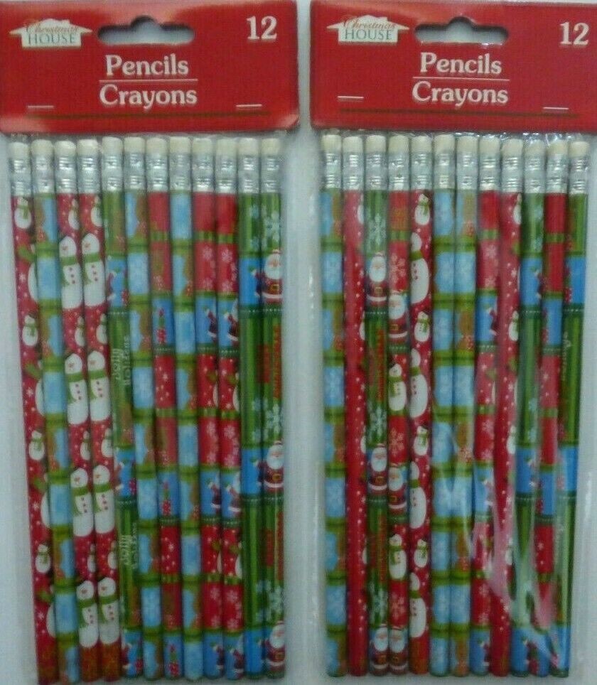 New Christmas Theme Pencils 12 Pack ~ Set of 2 (24 Total)