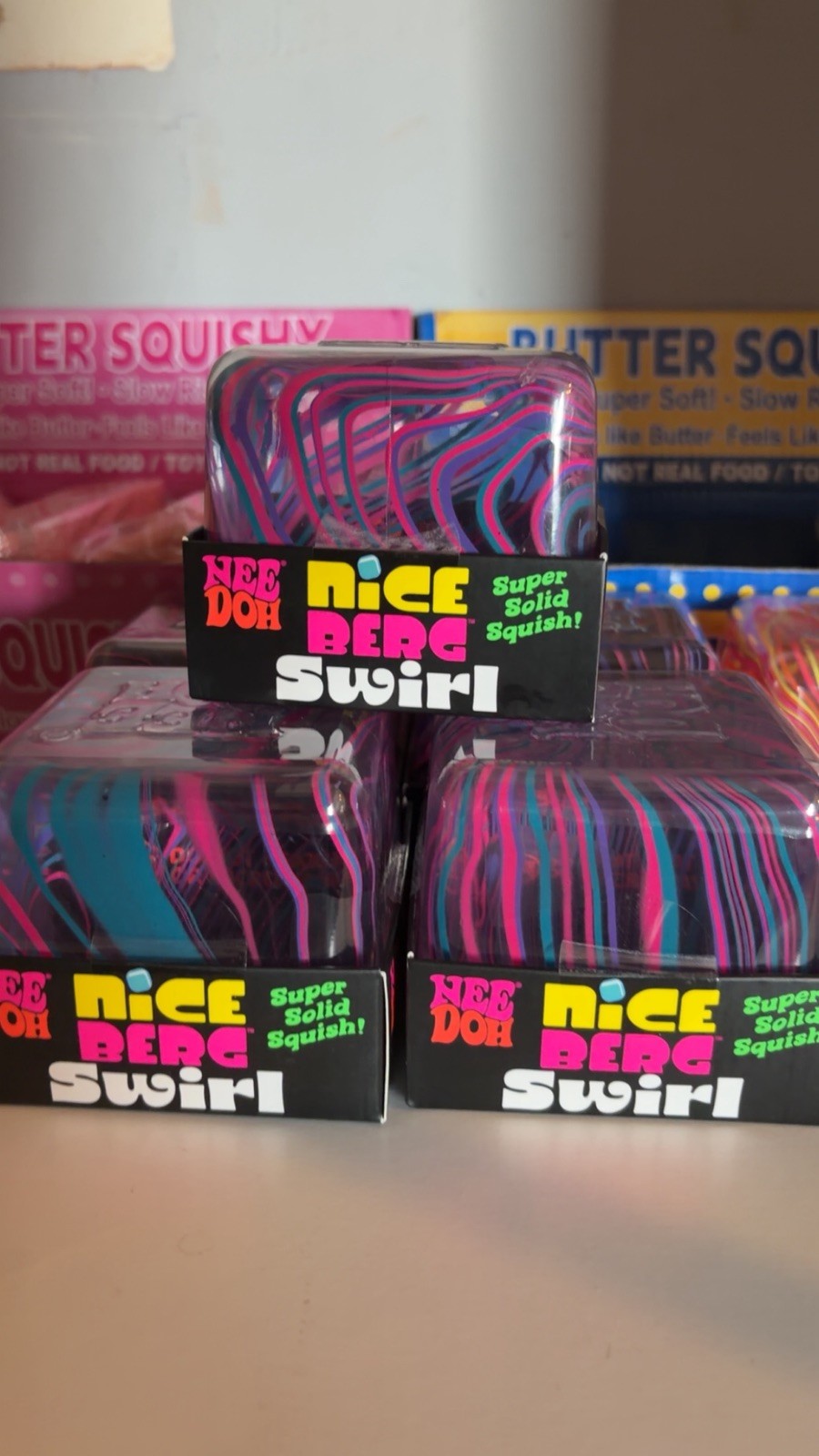 Genuine NeeDoh Niceberg Swirl Super Solid Squish Large Cube Sensory RARE
