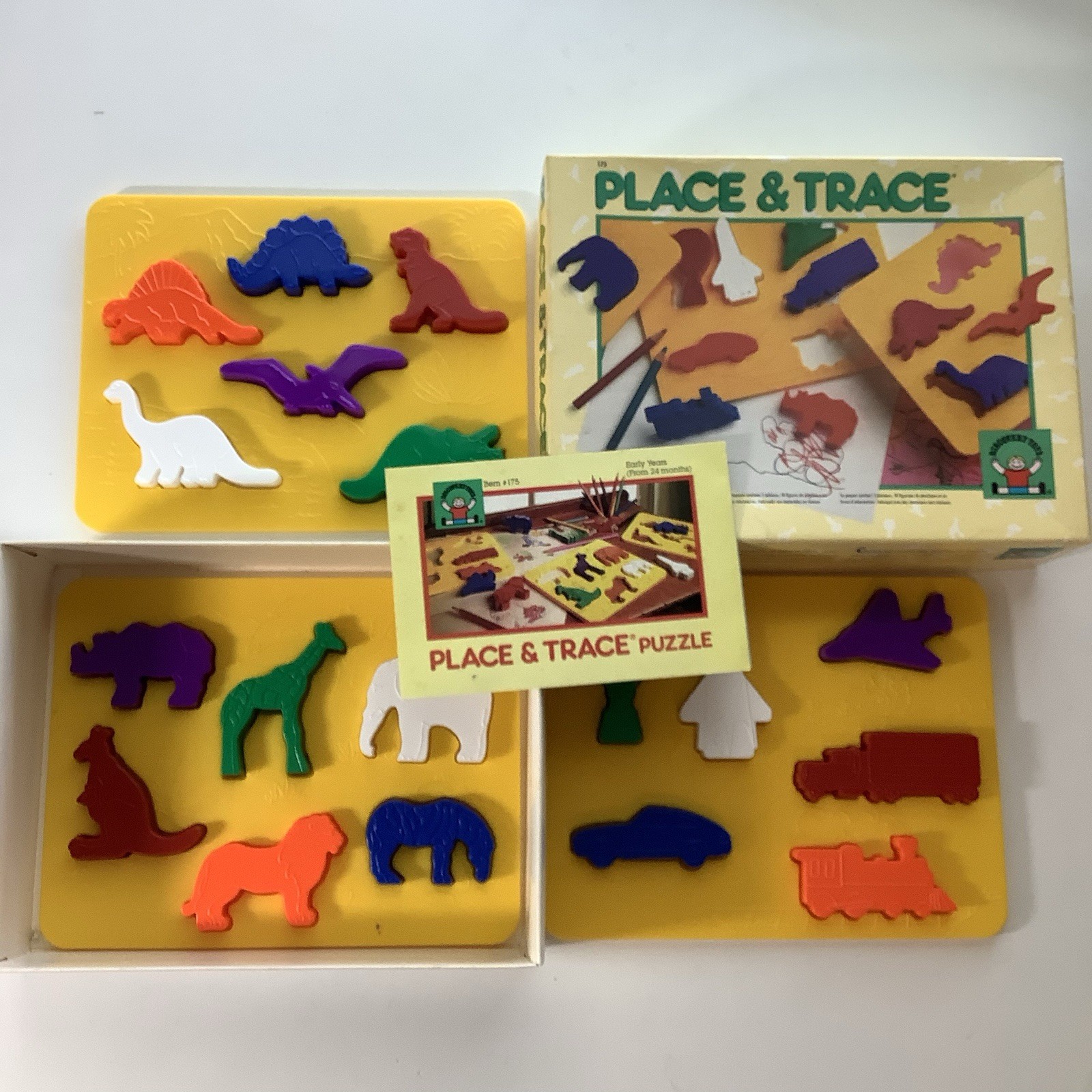 Vintage Discovery Toys Place And Trace Puzzle And Stencil Set From 1984