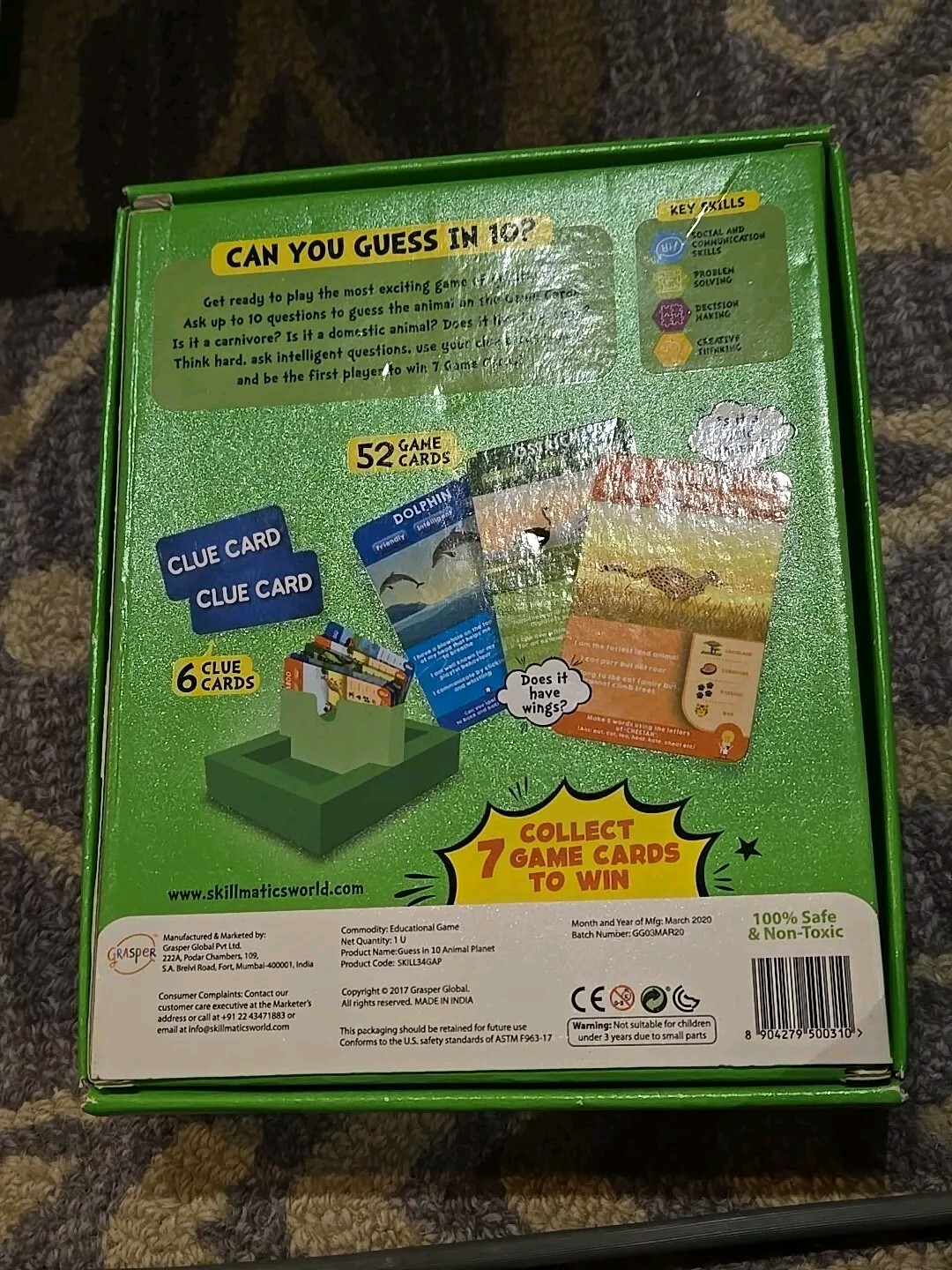 Skillmatics Guess in 10 Animal Planet Card Game Family Game 2-6 Players Age 6-99