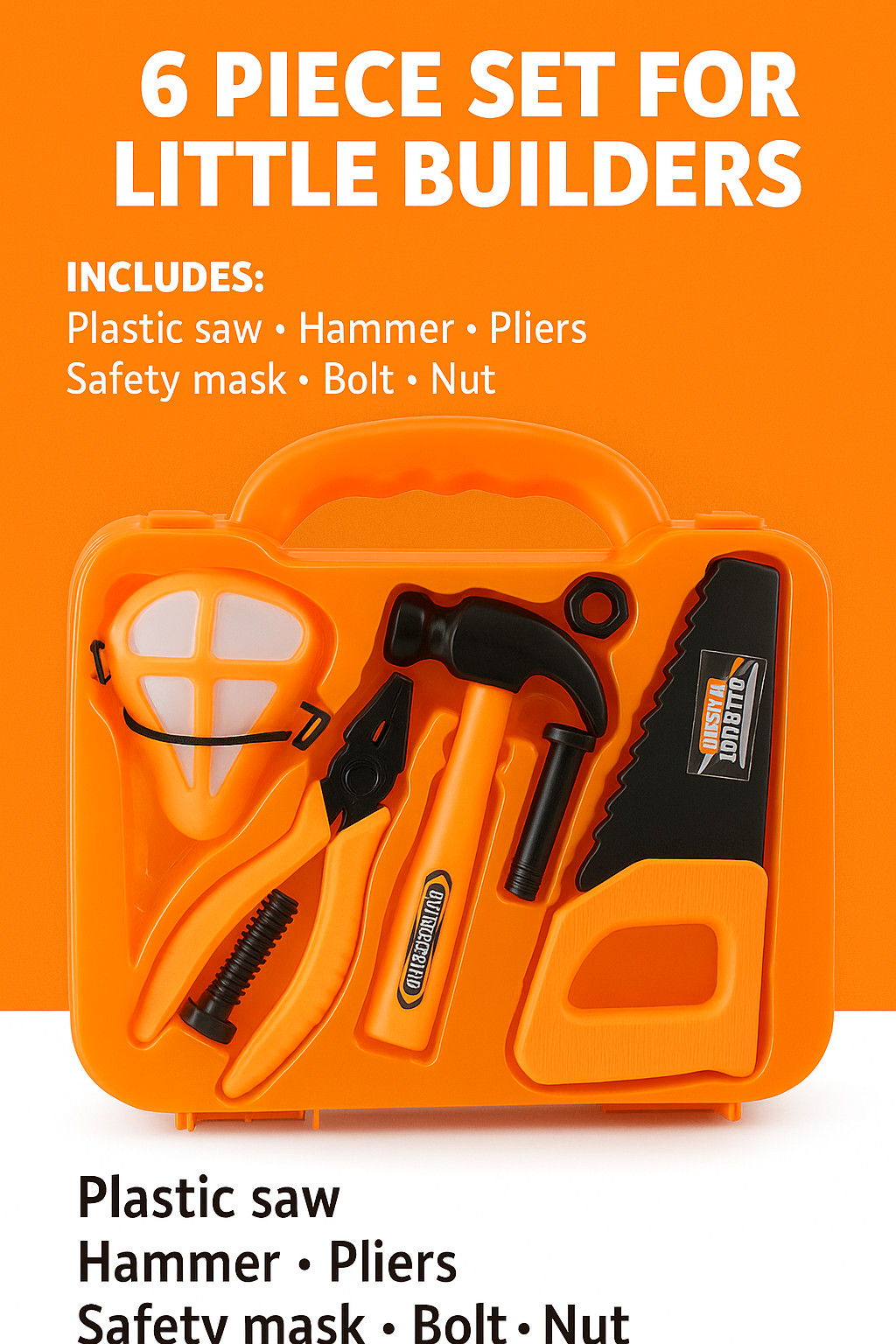 Kids Tool Set with Carry Case, Pretend Play Construction Tools for Boys & Girls
