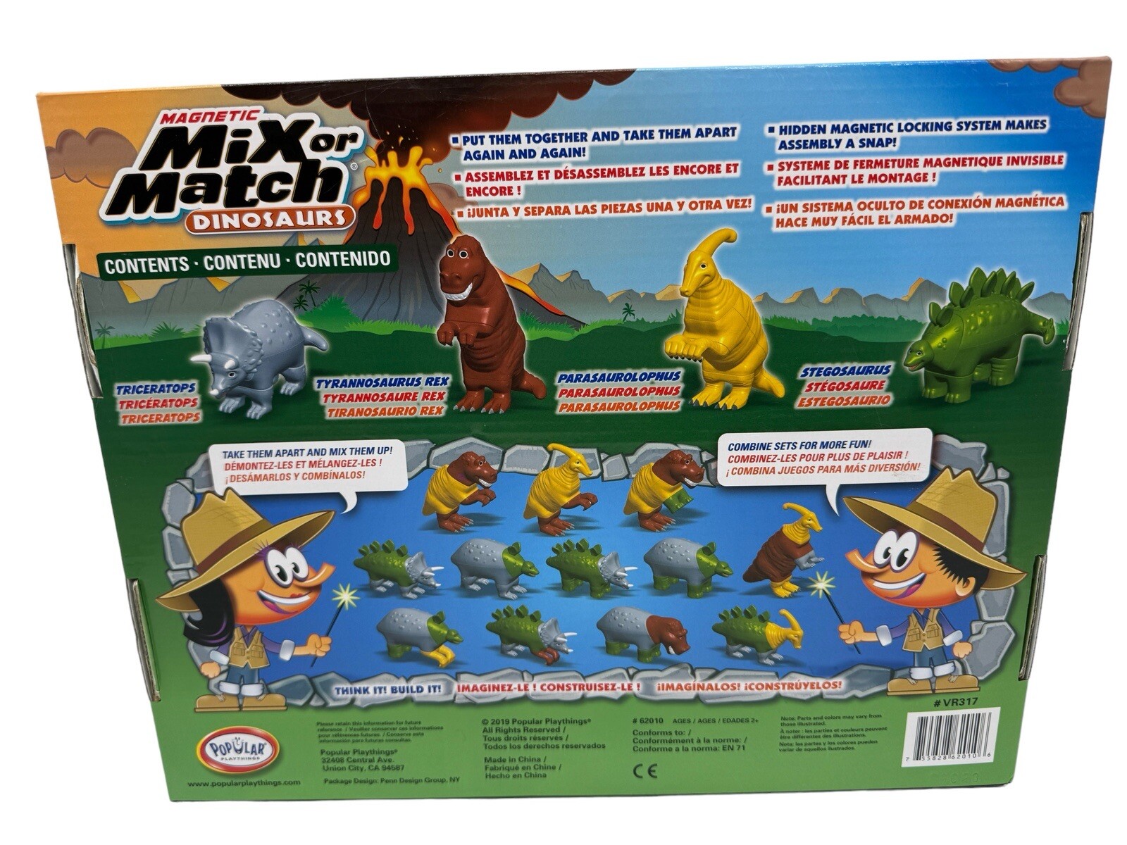 Magnetic Mix Or Match Dinosaurs Popular Playthings PPY62010 Construction Toy Set
