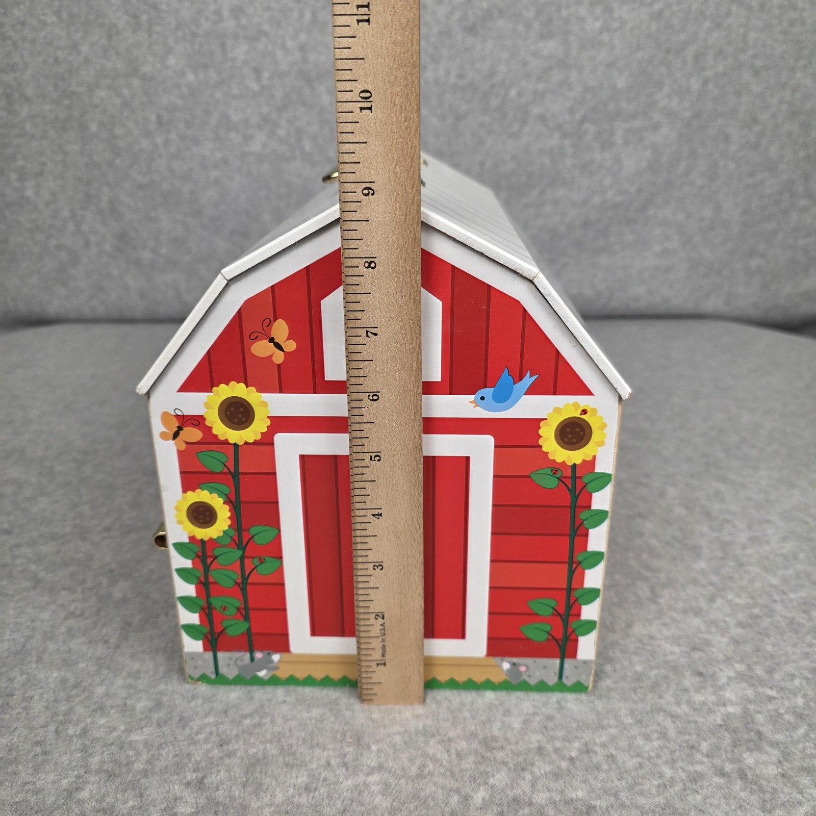 Melissa & Doug Wooden Latches Barn Toy Building Red Farm Animals Kids Playset