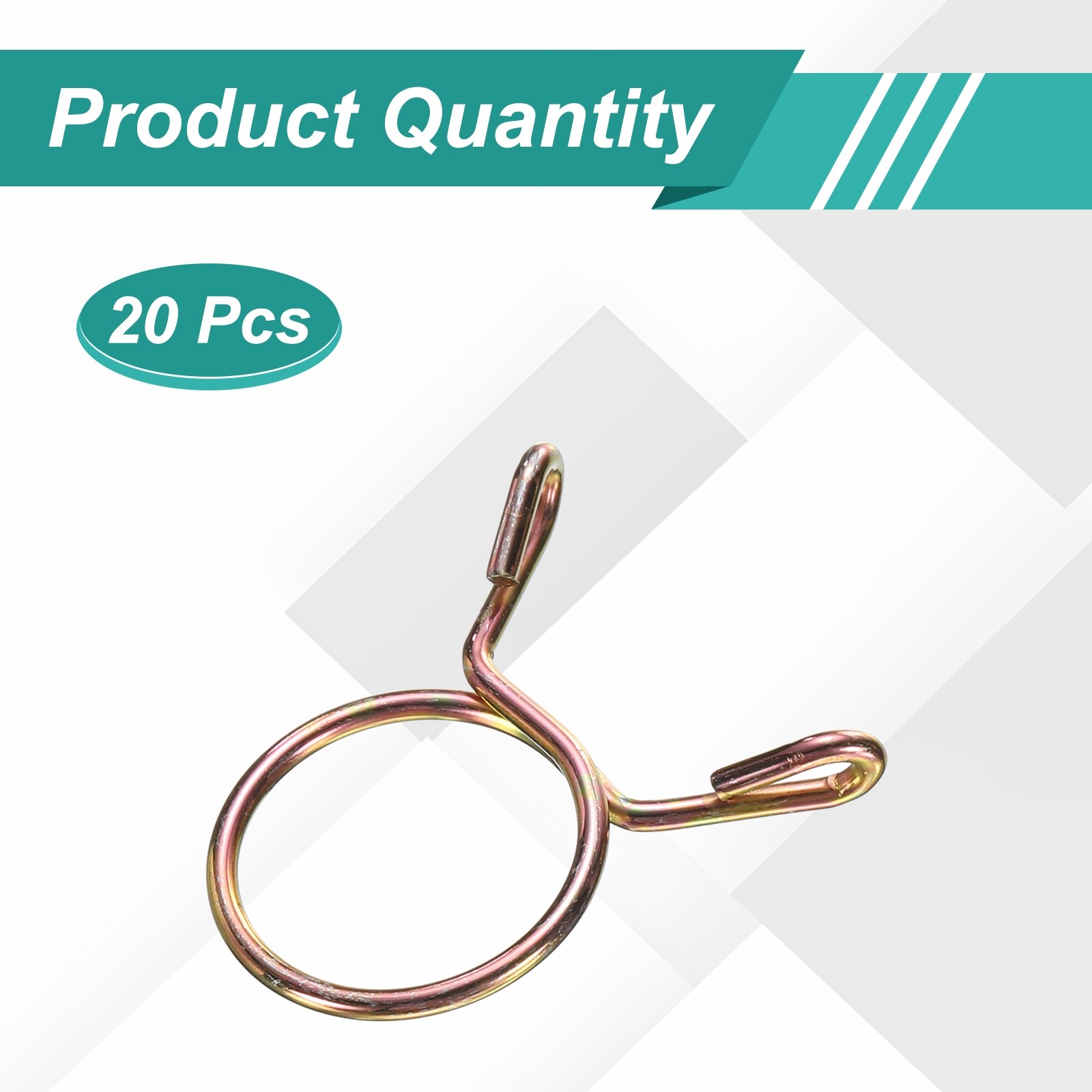 20Pcs 15mm ID 17.5mm OD Fuel Line Hose Clips 65Mn Spring Clips Clamps Gold