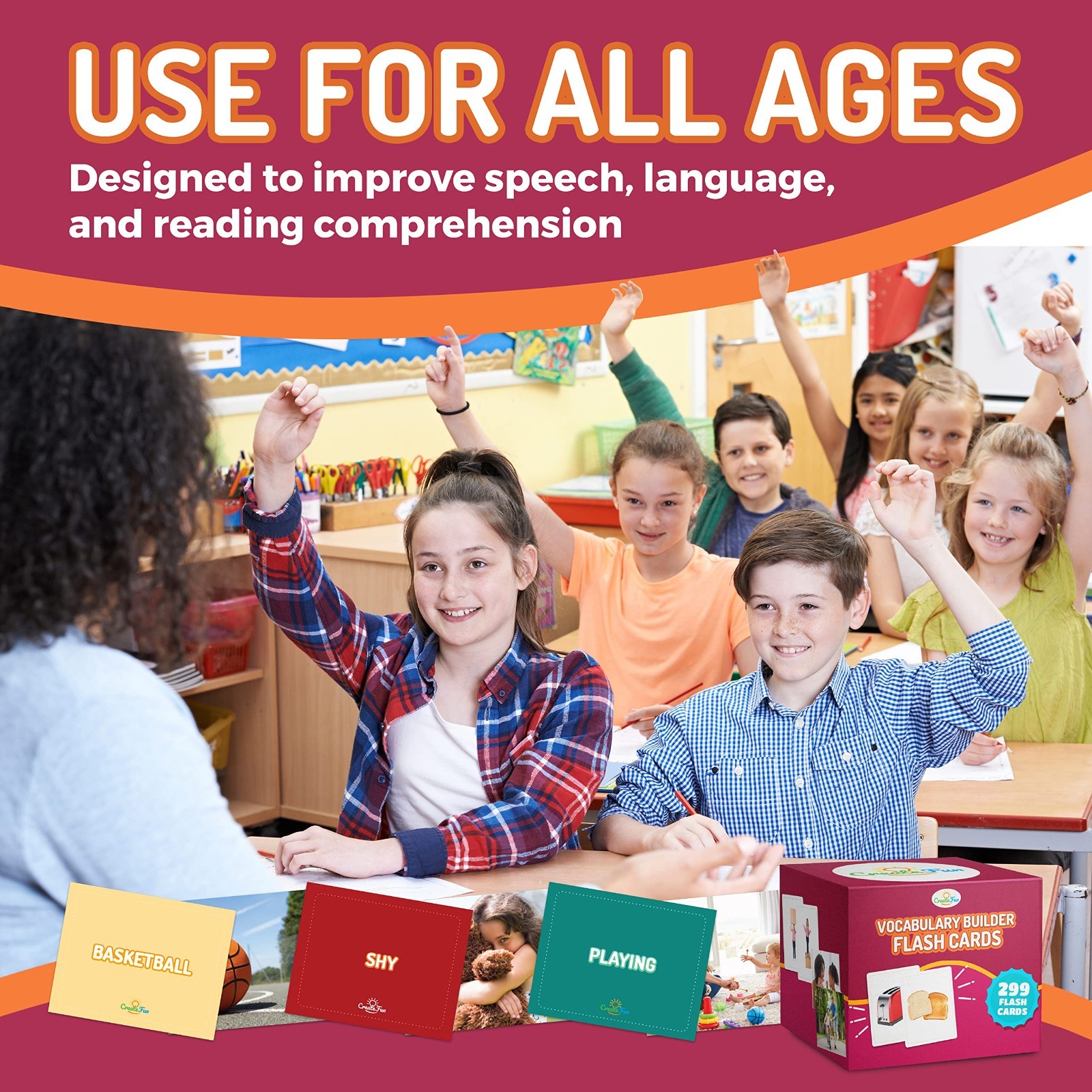 299 Vocabulary Builder Flash Cards – Educational Photo Cards for ESL, Speech The