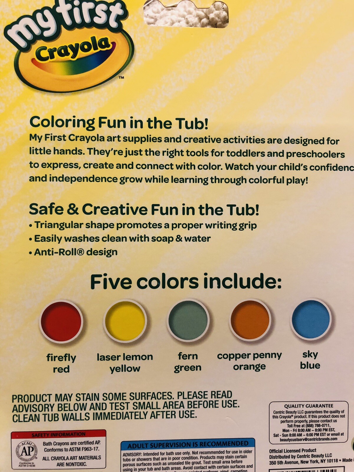 My First Crayola Washable Triangular Bath Crayons 5 Color Pack