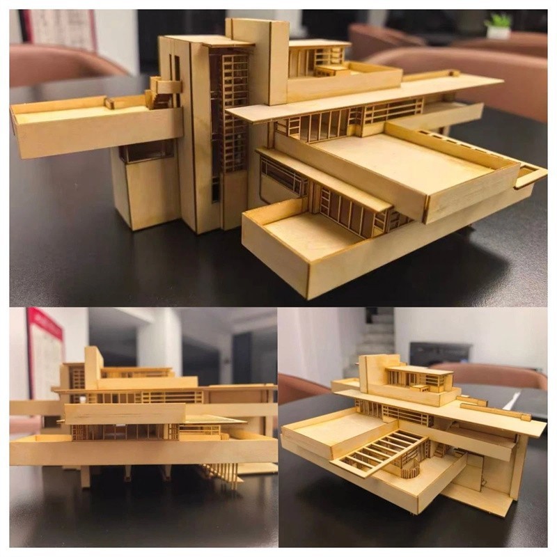 1/75 1/100 Fallingwater Villa 3D Wooden DIY Building Model Assembly Kits Set