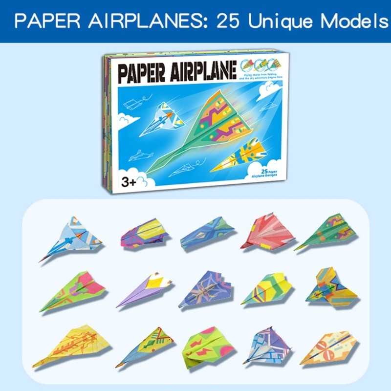 Colorful DIY Craft Folding Paper For Children To Create Amazing Flying Airplanes