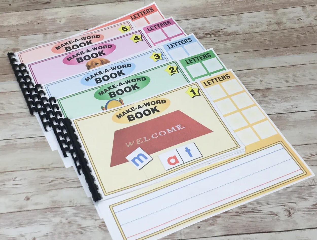 MAKE A WORD – Short Vowel – w/ letter tiles – Interactive Learning Books BUNDLE