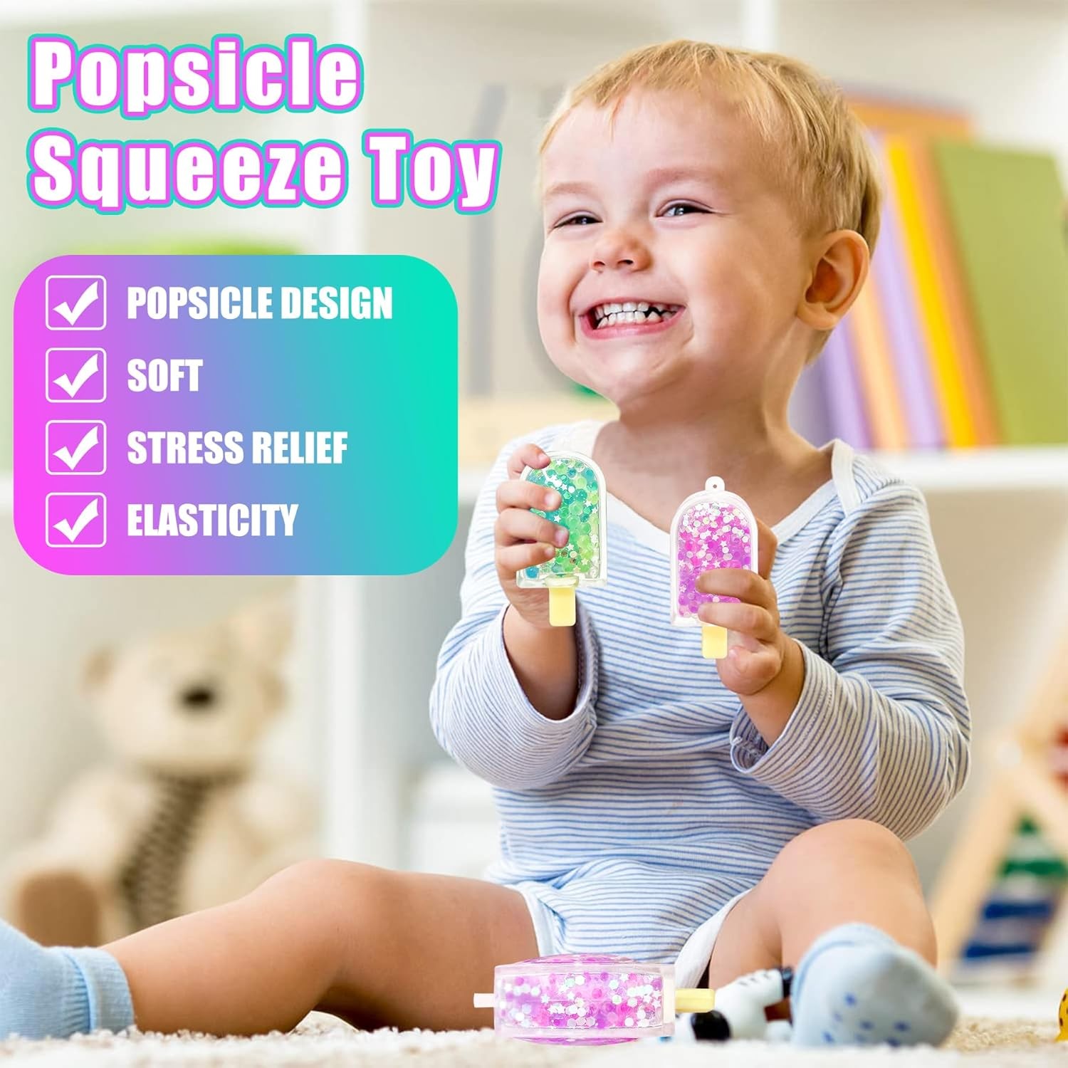 2Pcs Ice Cream Squeeze Fidget Toy for Stress Relief – Fun Summer Party Favors
