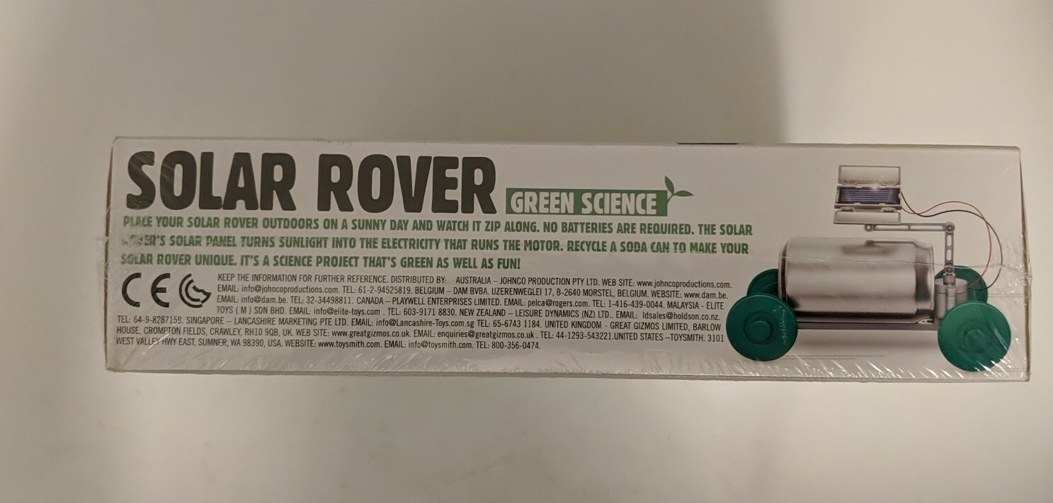 Green Science Solar Rover Kidz Labs Creative and Fun Assembly Kit – New