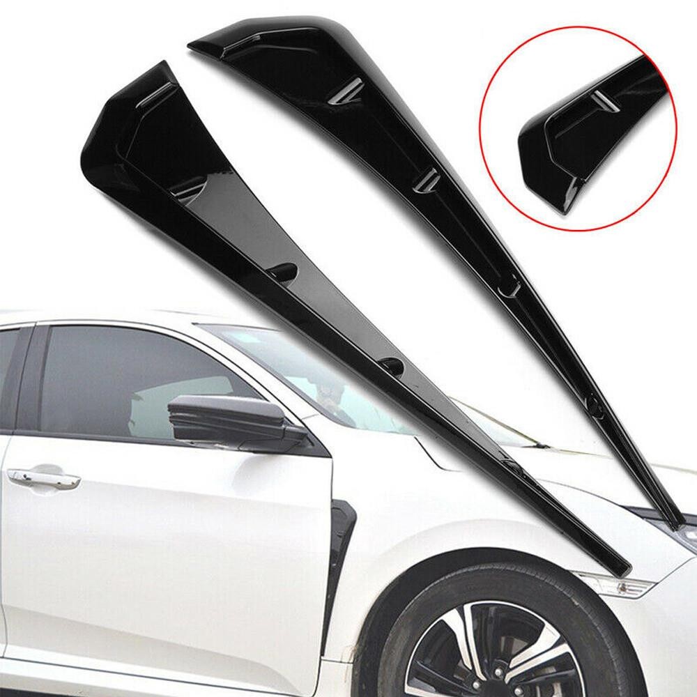 2pcs Glossy Black Car Side Fender Vent Air Wing Cover Body Trim Accessories