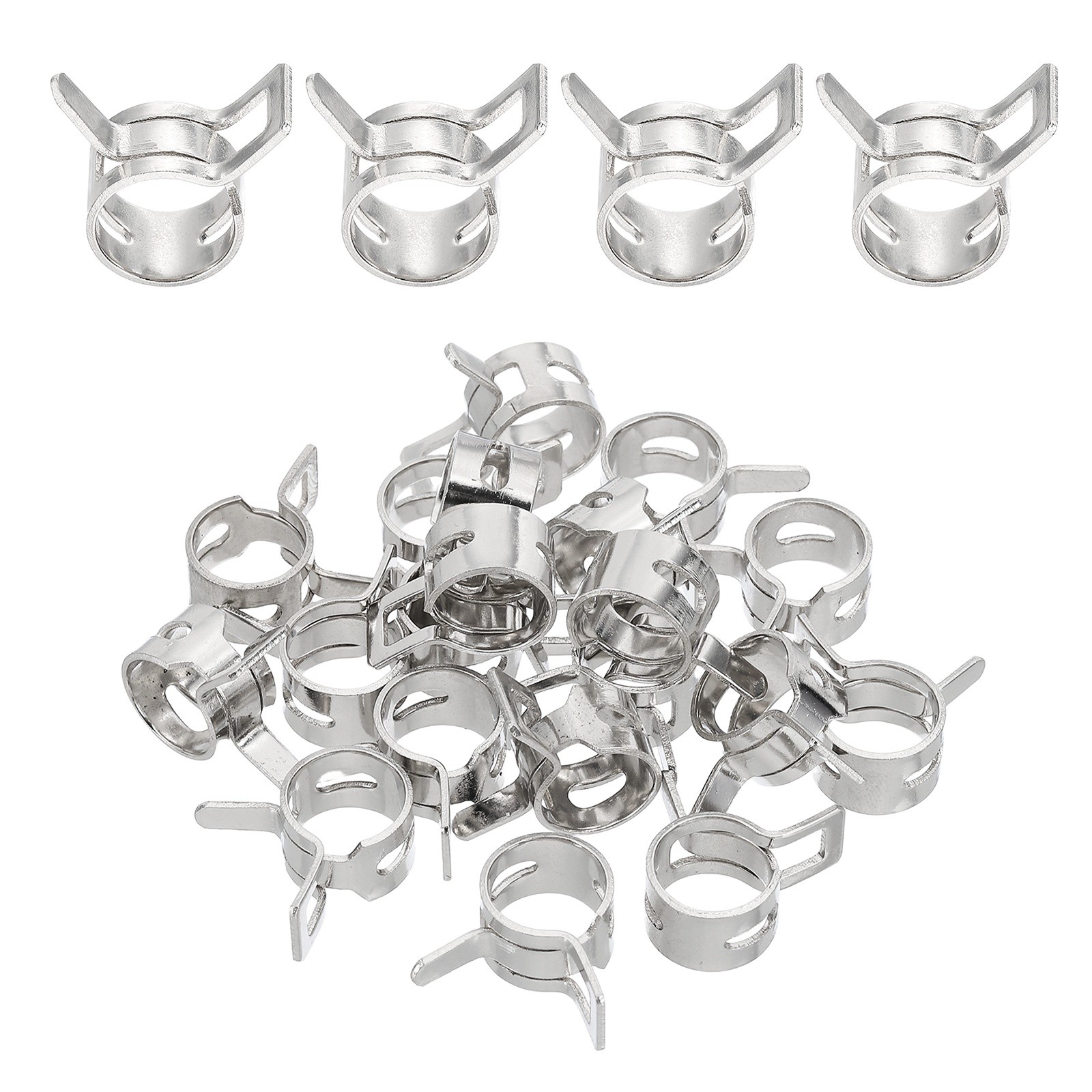 20 Pcs Spring Band Hose Clamps for 10.8-11.9mm OD 0.4″(10mm) ID Silver