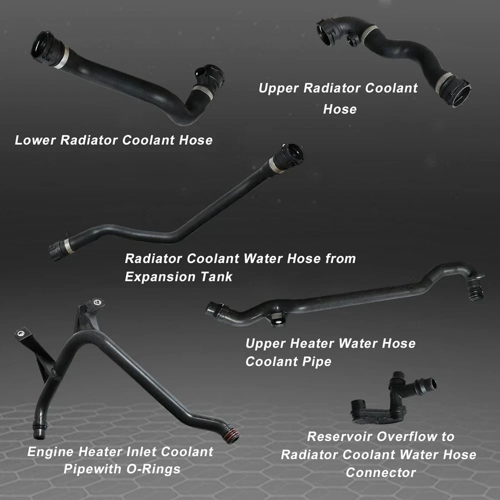 7Pcs Set Expansion Tank Coolant Radiator Hose Kit Compatible with BMW