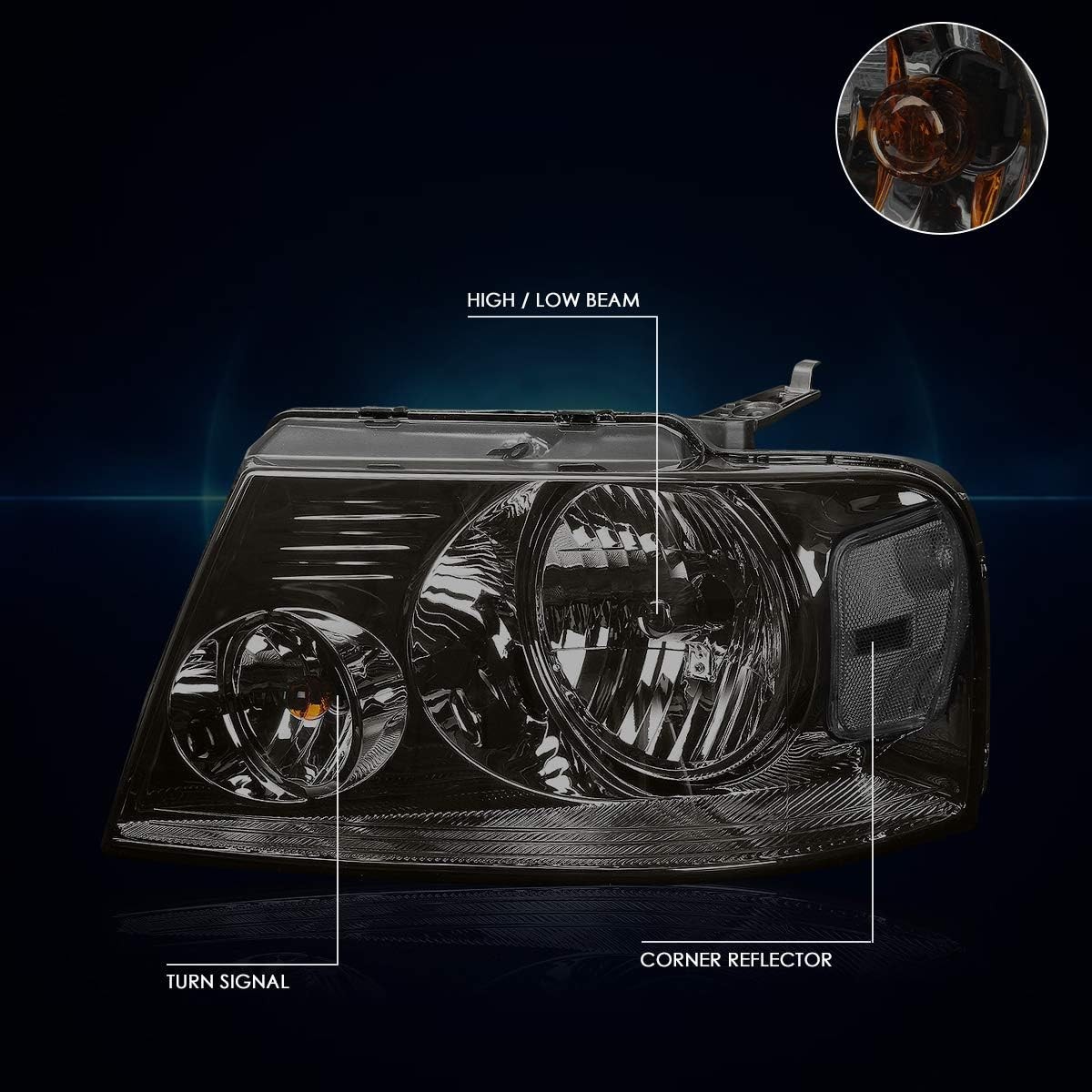 Headlights Assembly with 04-08 Ford F150/06-08 Lincoln Mark LT, 2PCS Replacement